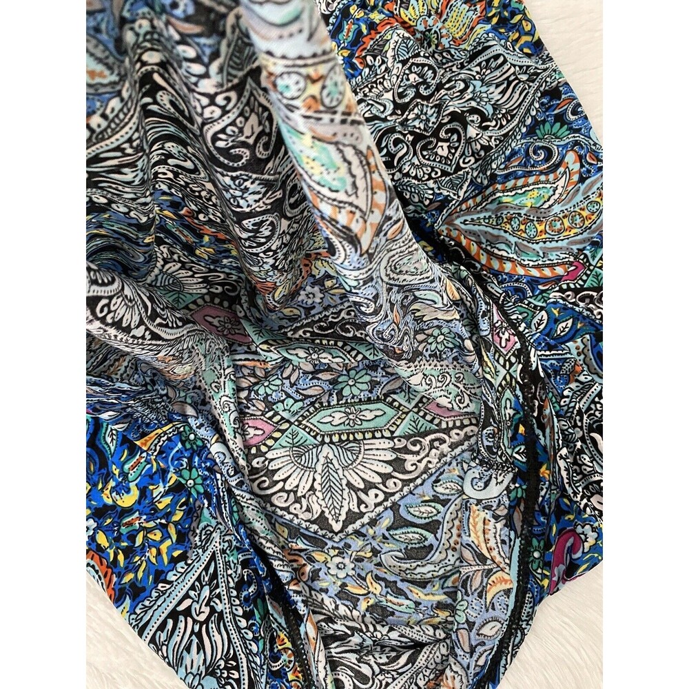 Swing Mini Dress Paisley High Neck Multicolor Size S Jersey - Picture 3 of 8